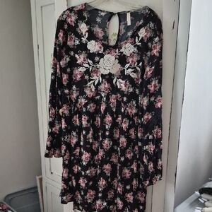 Xhilaration Black and Pink Floral Dress